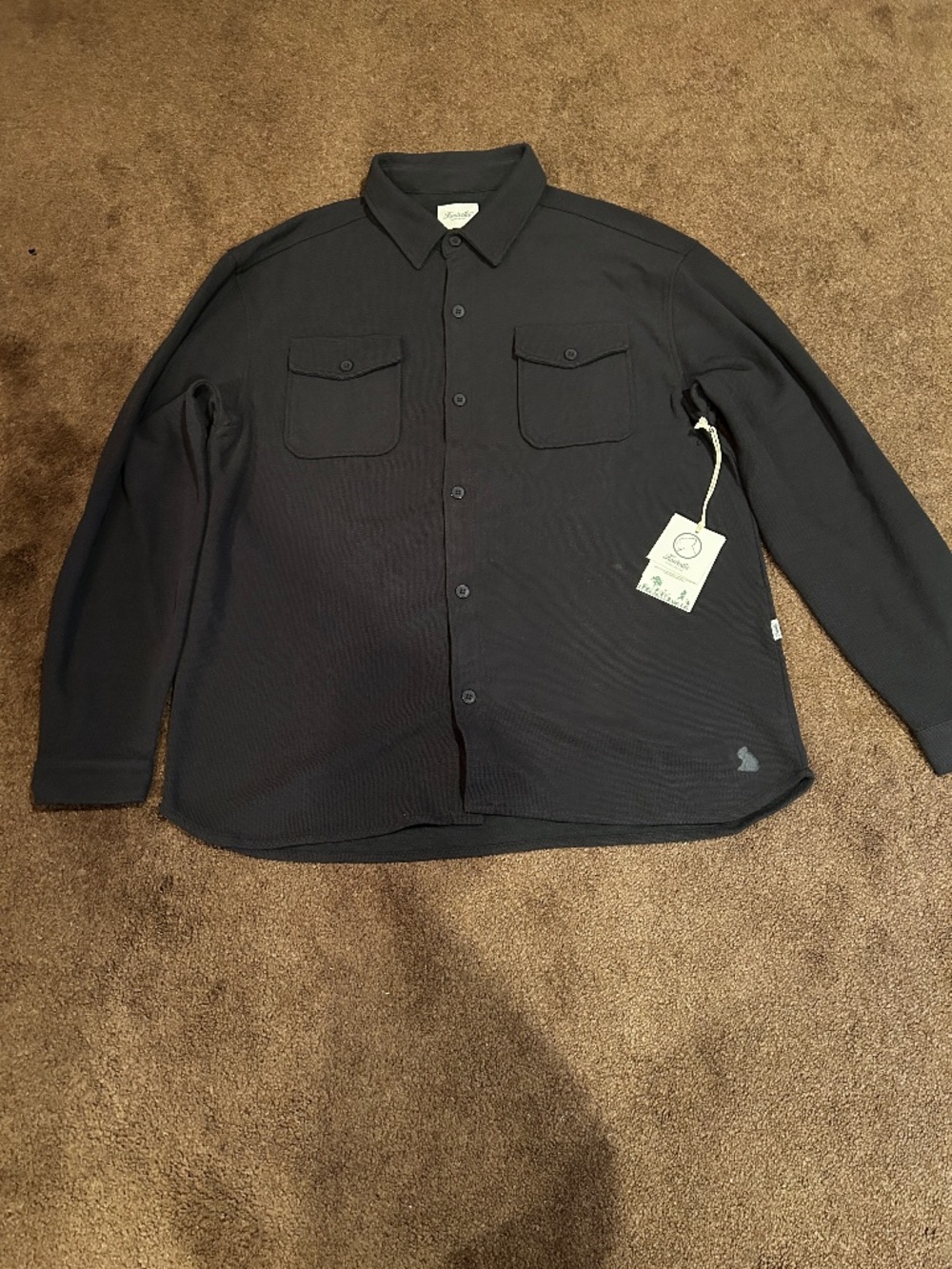 Kuwalla Tee Charcoal Thermal Button Up Shirt XXL Long Sleeve NWT
